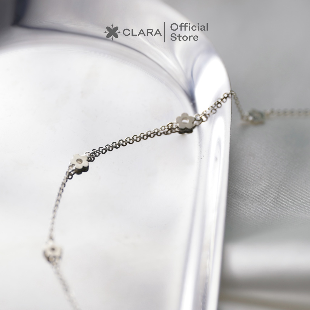 Vòng tay bạc nữ charm hoa Clara lắc tay bạc 925 mix tiny flowers thời trang cá tính có xi vàng