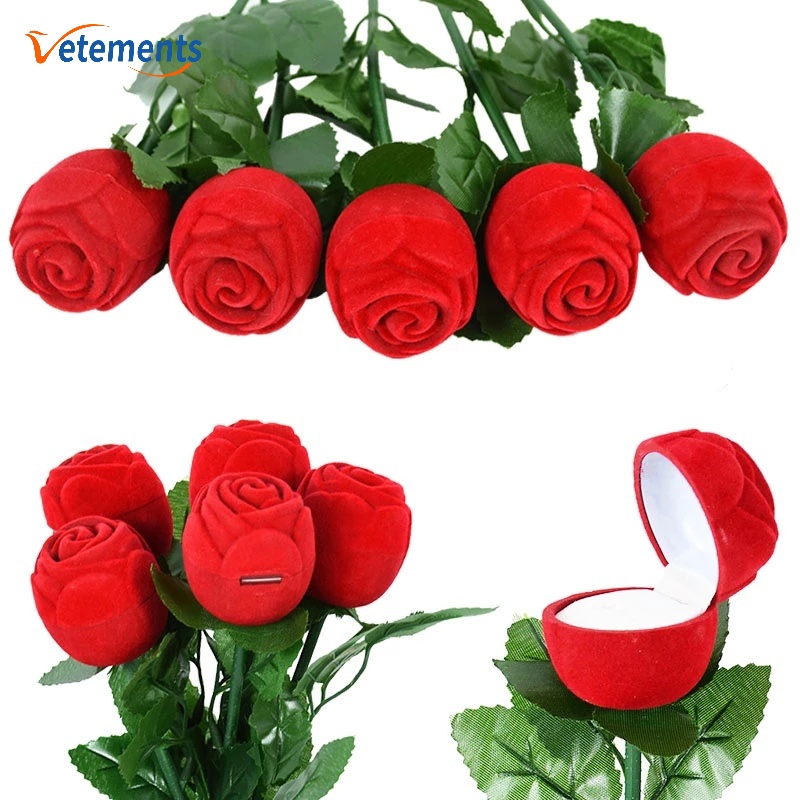 Hộp Đựng Nhẫn Hình Hoa Hồng 3D Sáng Tạo