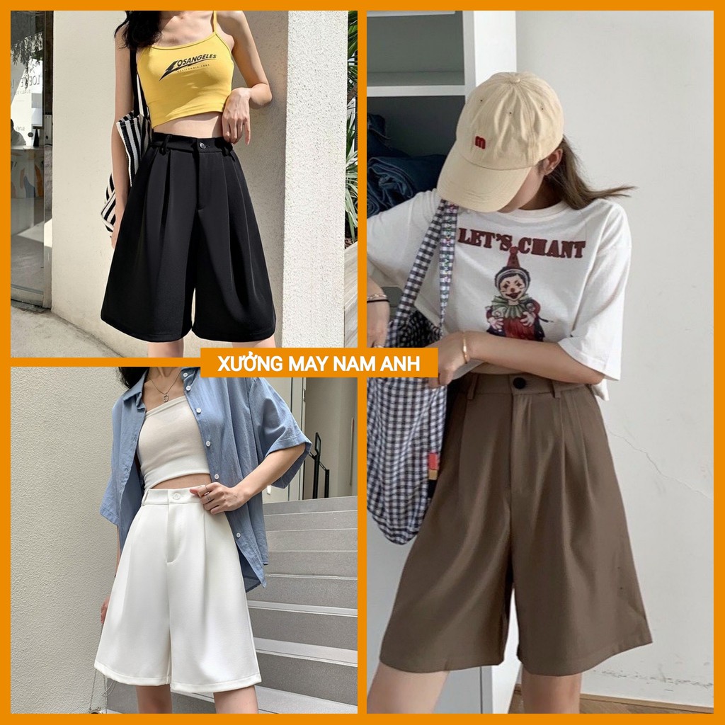 Quần Short Cạp Cao Quần Short Ống Rộng Dáng Lửng Ulzzang Siêu Xinh MA279