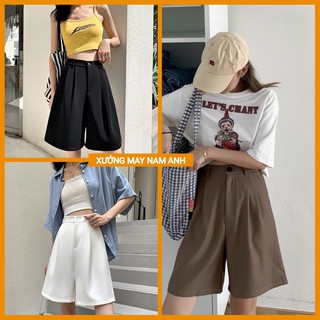 Quần Short Cạp Cao Quần Short Ống Rộng Dáng Lửng Ulzzang Siêu Xinh