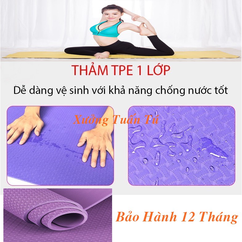 [ Tặng Túi Đựng] Thảm tập YOGA /GYM TPE 1 LỚP SIÊU BỀN ,Thảm YOGA TPE Họa Tiết đẹp, Siêu Bám Sàn T101