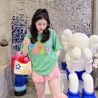 Set đùi áo sọc quần lưới phối nơ