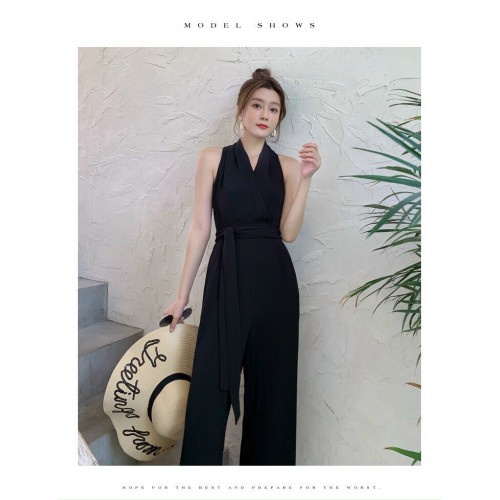 Jumpsuit Sang Trọng Sành Điệu - Jump Đen Dài Cổ V- Đồ Liền Thân Cao Cấp Chất Lượng Giá Tốt
