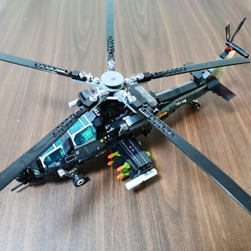 Đồ chơi Lắp ráp Mô hình SEMBO 202119 Military Gunship Armed Helicopter 3D Modle Bricks Fighter Tt 704PCS máy bay