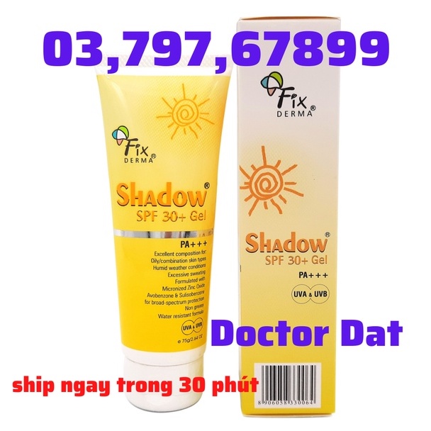 Kem Chống Nắng Phổ Rộng Fixderma Shadow Mỏng Nhẹ Không Gây Bí Da - Cream SPF 30 + Gel Nhập Khẩu Chính Hãng