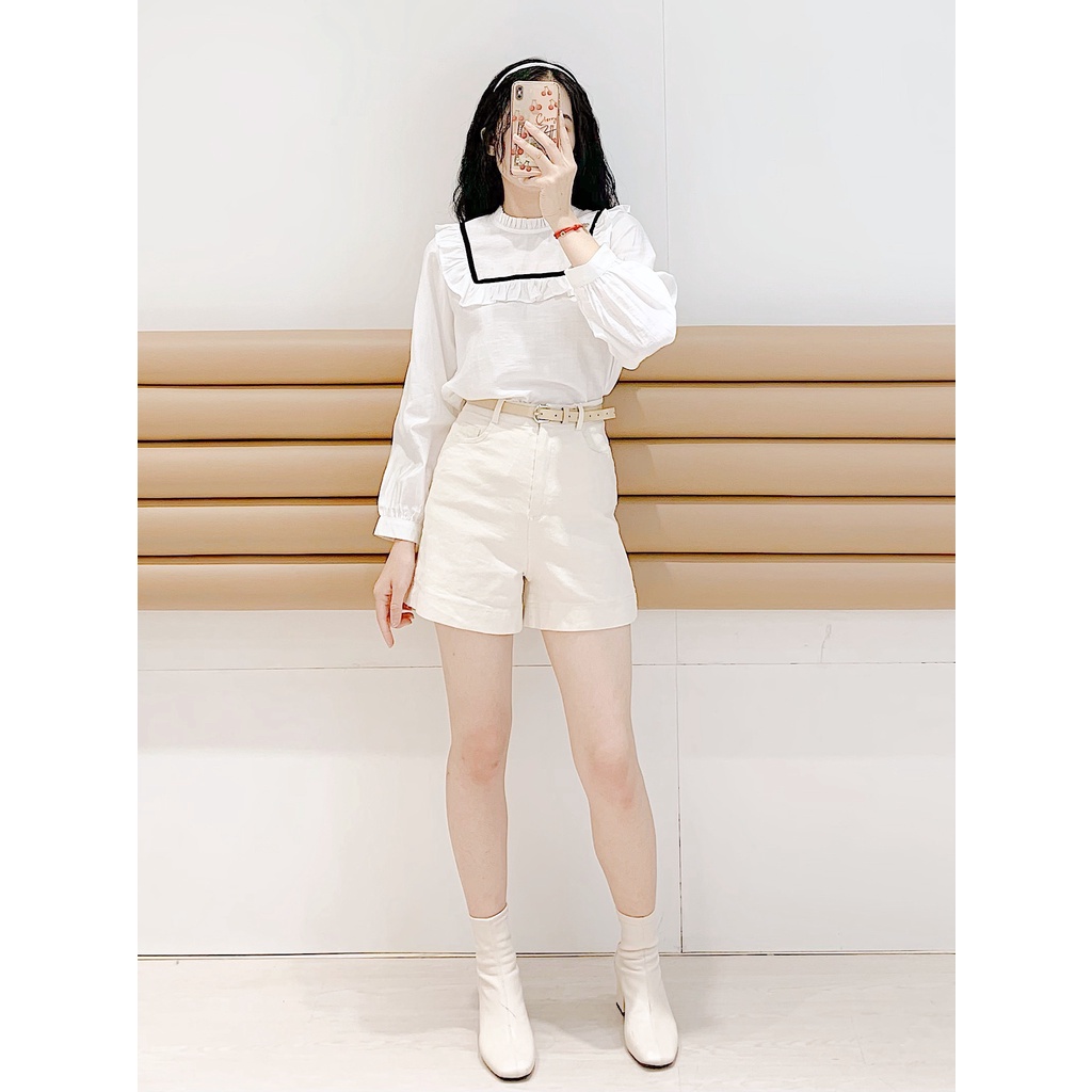 Áo kiểu tay dài phối bèo THE CIU - Liana Top