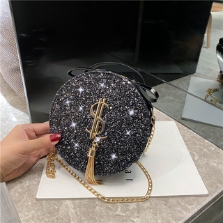 Túi Đeo Chéo Vai Dáng Tròn Đính Sequin Lấp Lánh Thời Trang Mới
