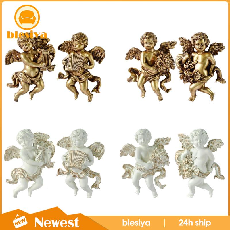 Bộ 2 Bức Tượng Thiên Thần Cherub Điêu Khắc Treo Tường Trang Trí Phòng Ăn