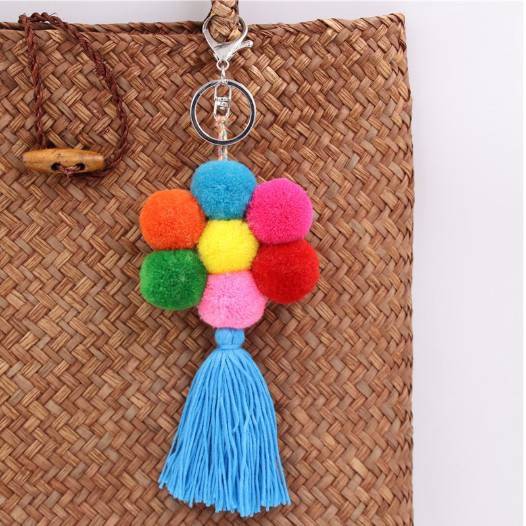 Móc khóa hình bóng lông phong cách dân tộc thời trang