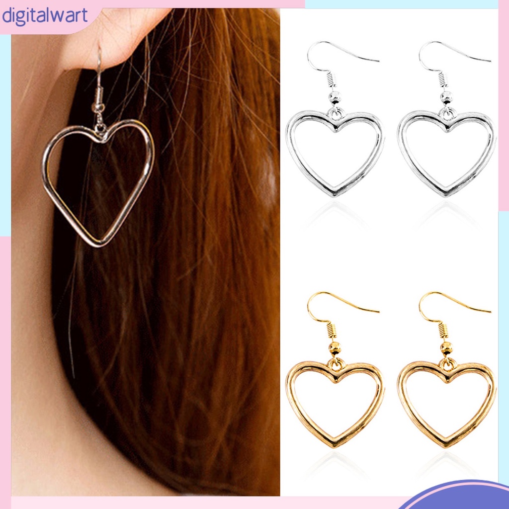 Dg✌❤ 1 Đôi Bông Tai Hình Trái Tim Rỗng Thời Trang Dành Cho Nữ