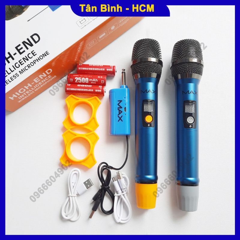 Mic không dây đa năng MAX 56 pin sạc dành cho loa kéo, âm ly, vang