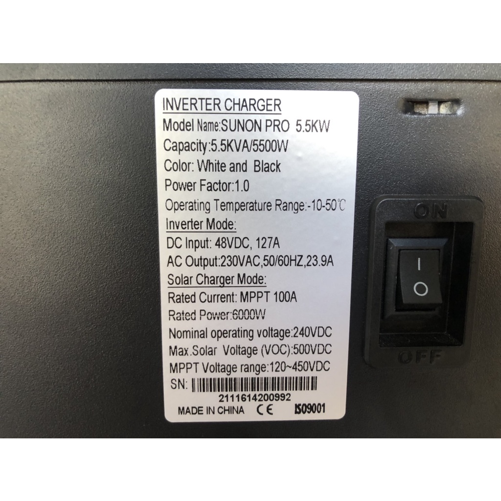 Biến tần  offgrid nối lưới 5,5KW - 48VDC SAKO SUNON PRO 5,5KW ; max PV 6000wp 450VDC