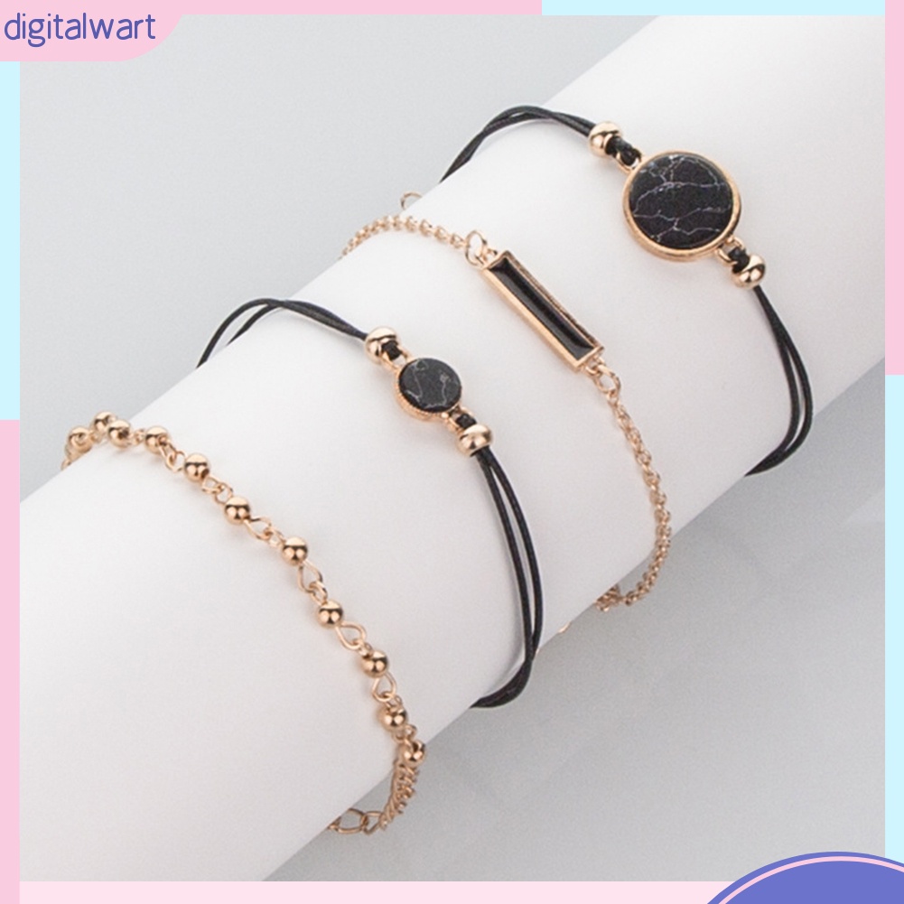 Set 4 Vòng Đeo Tay Phối Phụ Kiện Kiểu Dáng Thời Trang Ấn Tượng Cho Nữ