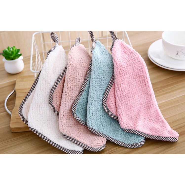 G14 Khăn lau tay xuất Hàn 25x25cm, có móc treo rất tiện lợi