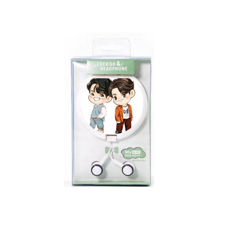 Tai nghe hộp tròn in hình BRIGHTWIN 2gether BL Thái Lan chibi anime xinh xắn tiện lợi