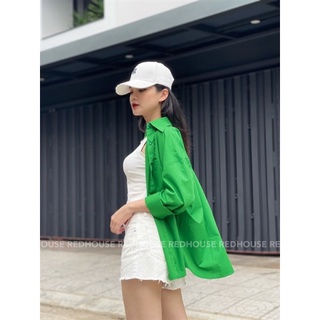 Áo sơ mi thô rộng túi bên