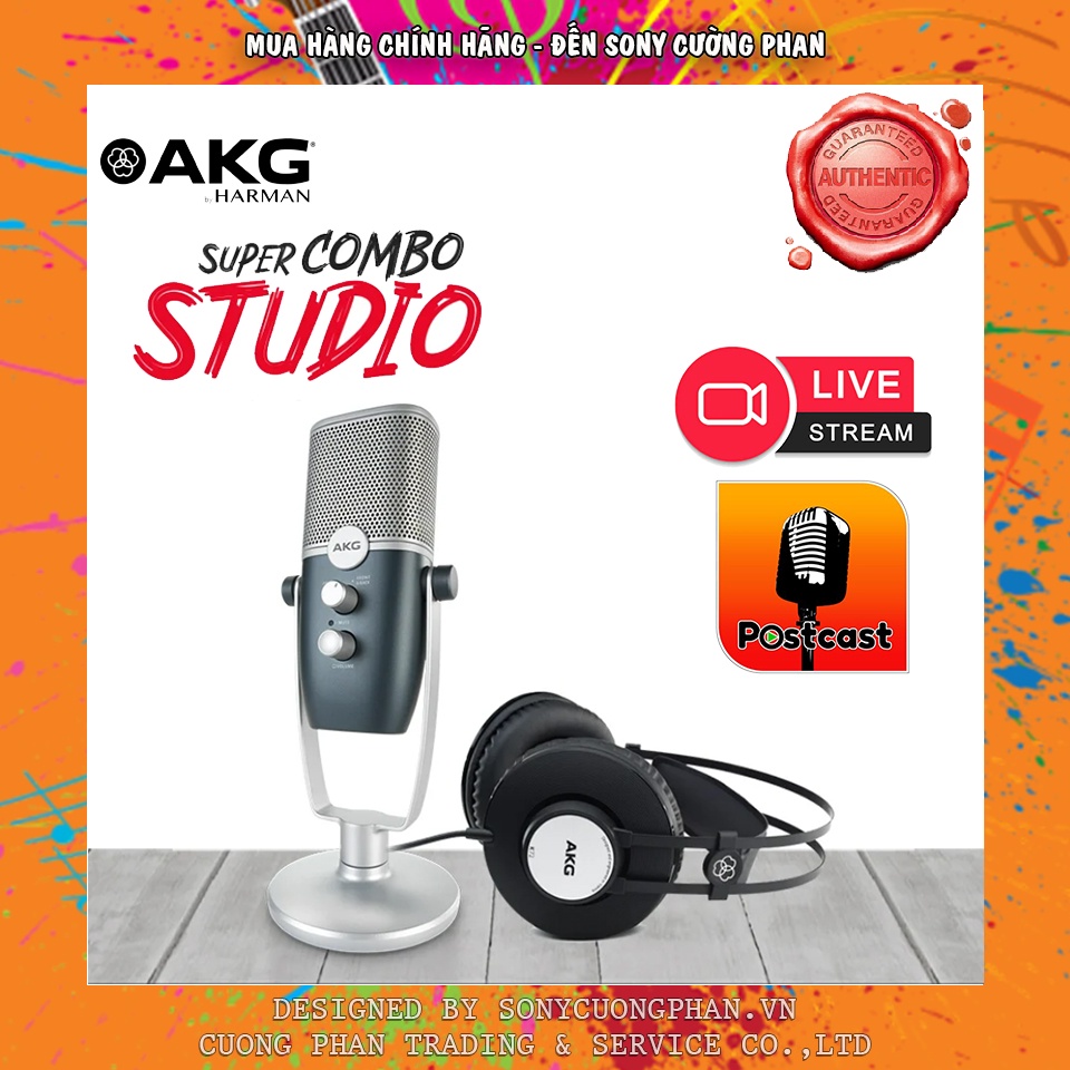 Combo Micro Thu Âm AKG ARA C22-USB + Tai Nghe AKG K72 Chuyên Dùng Podcast Livestream Thẩm Âm Gamer