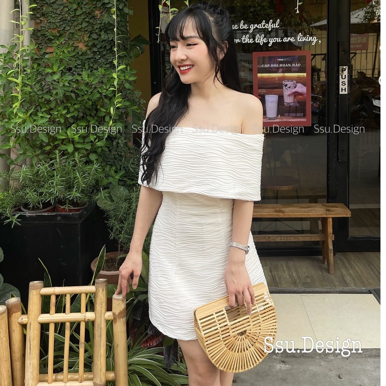 Váy Body Cá Tính Trễ Vai Xếp Ly Tôn Dáng Thời Trang Đầm Thiết Kế - Ssu