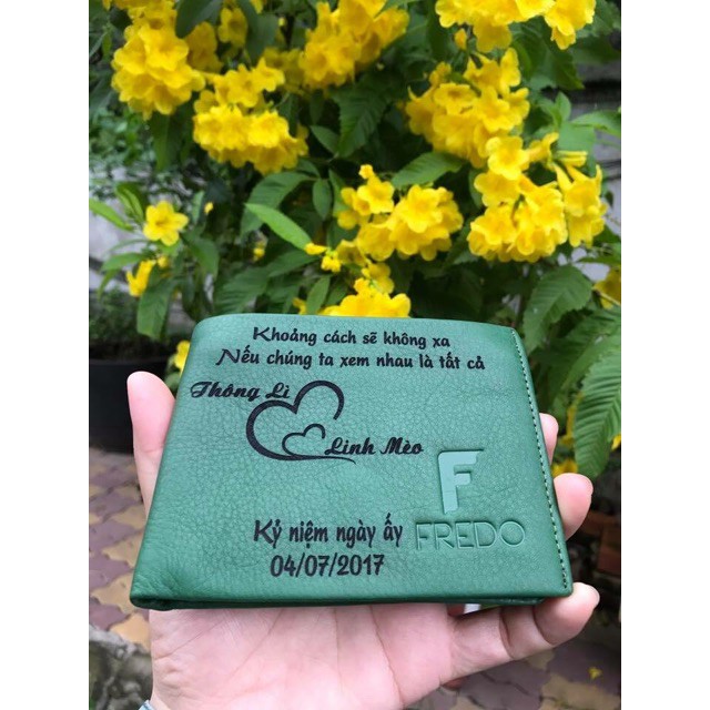 {DA BÒ THẬT KHẮC TÊN} Ví da bò khắc theo yêu cầu
