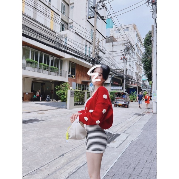 Áo cadigan croptop hoa