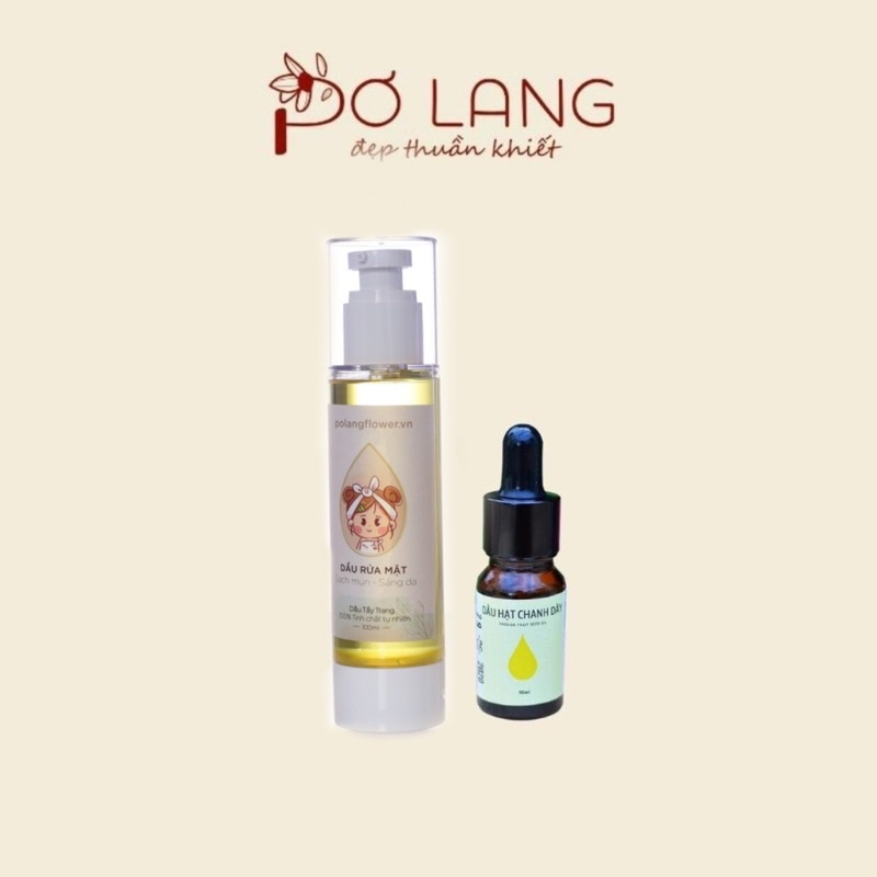 Combo Srum tinh dầu và dầu rửa mặt Pơ Lang giúp làm sạch và chăm sóc da mặt nhẹ nhàng 10ml và 55ml