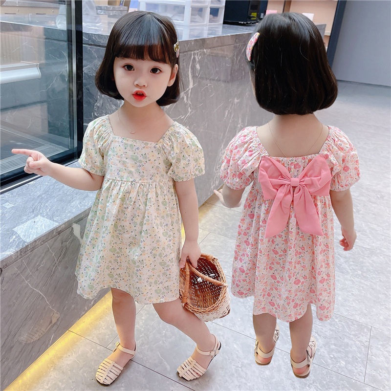 Đầm công chúa IQ ANGEL họa tiết hoa nhí xinh xắn thời trang cho bé gái