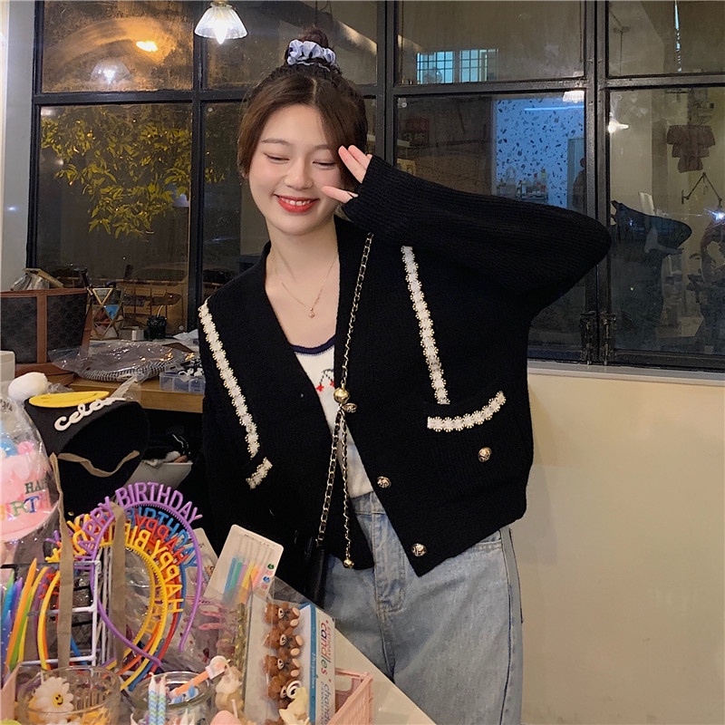 Áo khoác len tay dài đơn giản thời trang xuân thu dành cho nữ