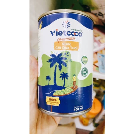 ( TRI ÂN KHÁCH HÀNG) Nước cốt dừa hữu cơ Vietcoco 400ml date 2023