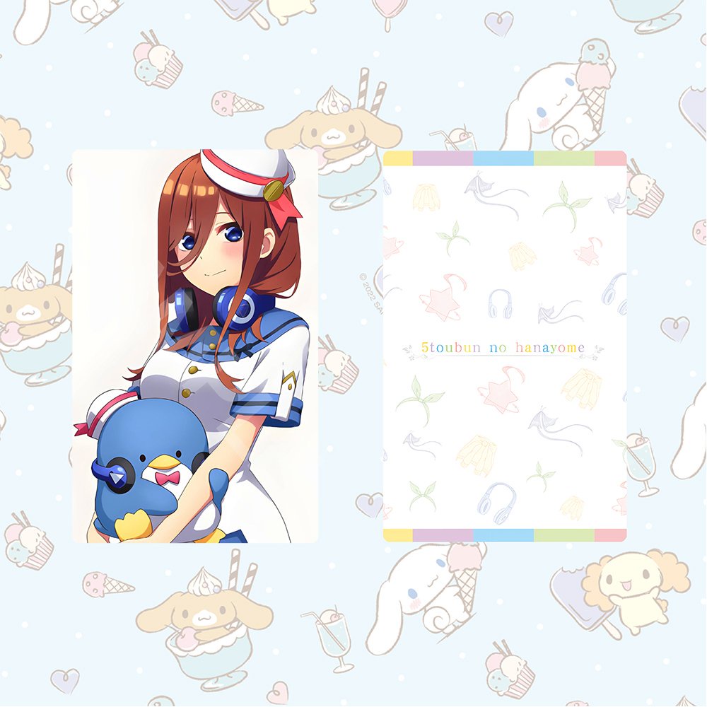 Ảnh card bo góc in hình Gotoubun No Hanayome ver SANRIO - Nhà Có 5 Nàng Dâu thẻ bo viền 5*8cm 1 tấm