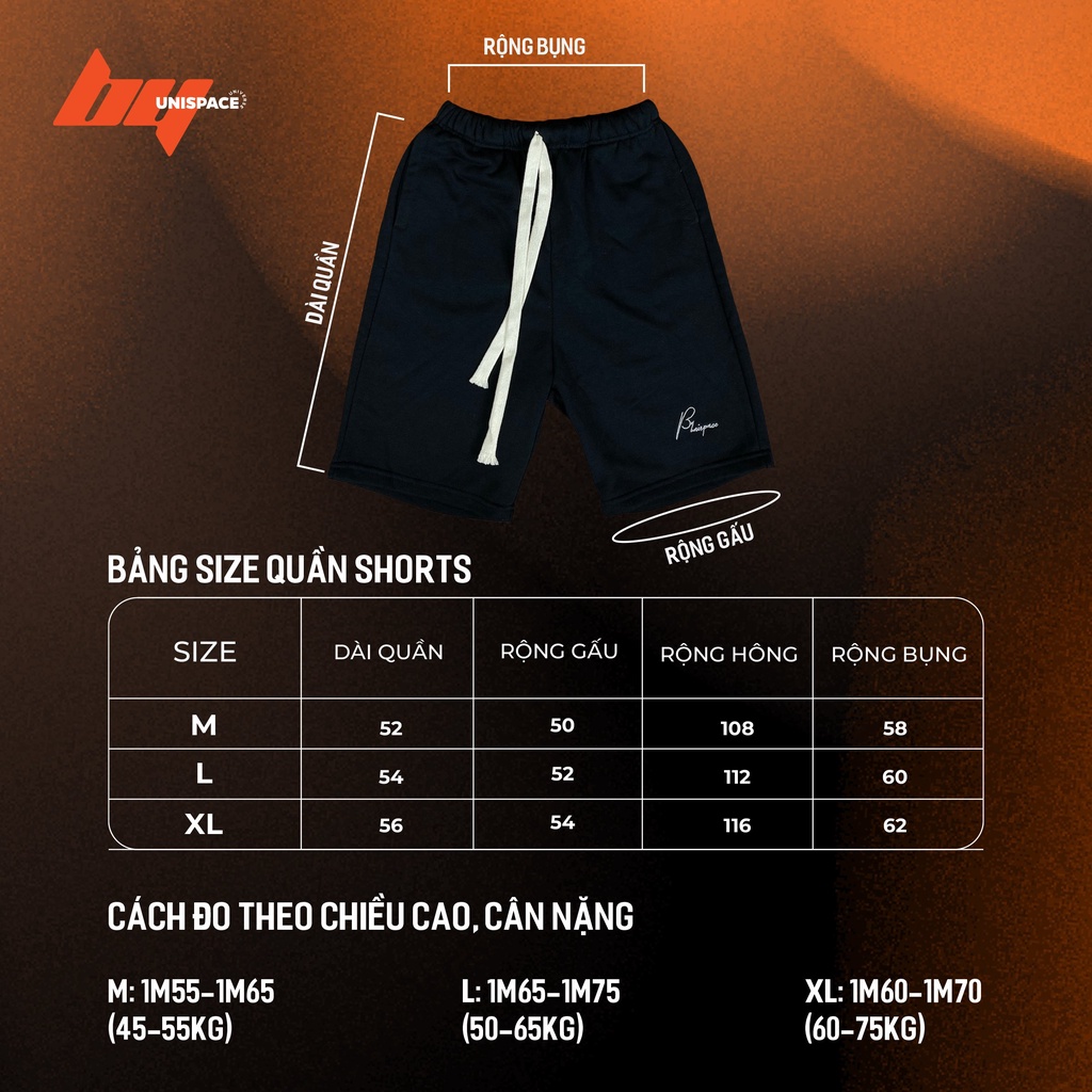 Quần Short Nam By Unispace nỉ ống rộng unisex nam nữ phong cách thể thao streetwear