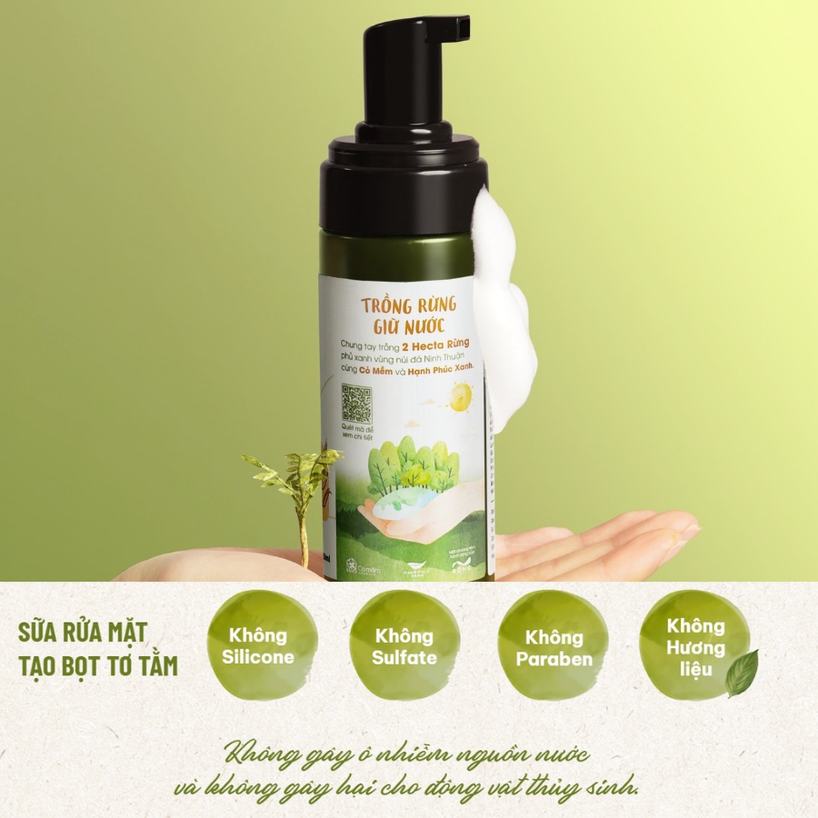 Sữa Rửa Mặt Tạo Bọt Tơ Tằm Dưỡng Ẩm Làm Sạch Sâu Cỏ Mềm 150ml