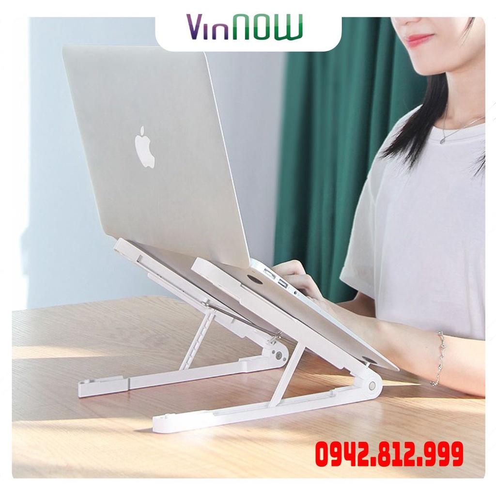 Đế tản nhiệt laptop kiêm giá đỡ macbook nhựa abs gấp gọn, điều chỉnh độ cao.