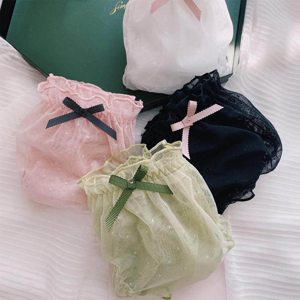SOMEDAYZL Quần Lót Lưới Trong Suốt Đính Nơ Gợi Cảm