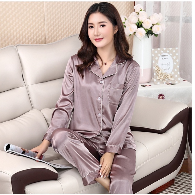 Pijama lụa dài tay nữ LỤA HÀN cao cấp, Bộ Pijama nữ Lụa tay dài mặc ở nhà | BigBuy360 - bigbuy360.vn