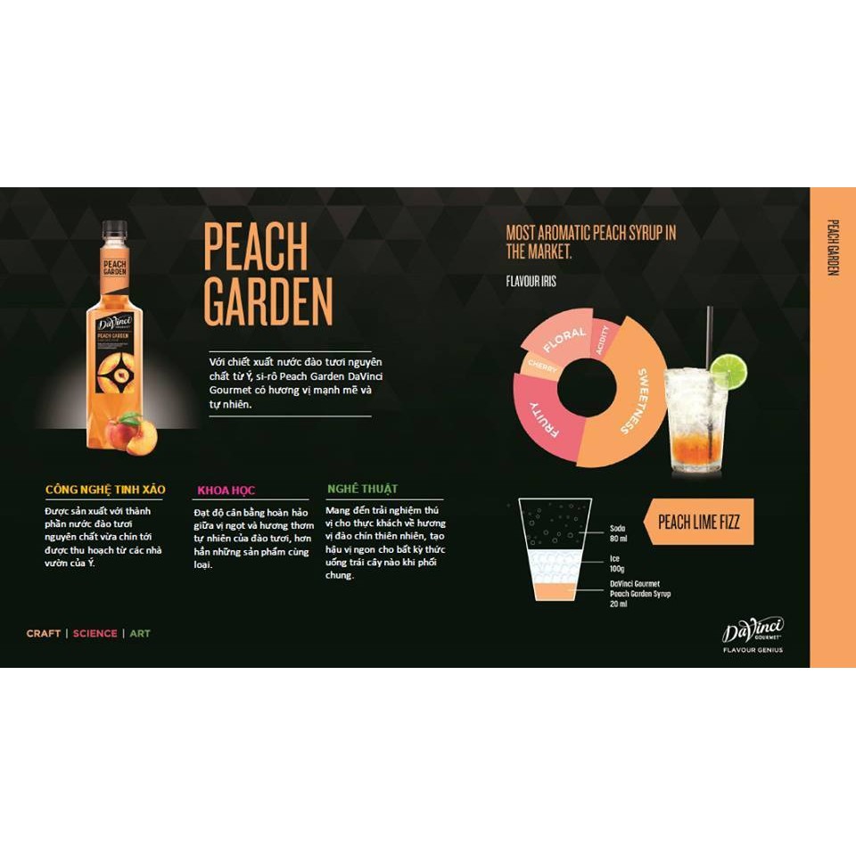 Siro Đào Davinci Gourmet (Peach Garden syrup) - chai 750ml pha trà đào, trà sữa cực ngon