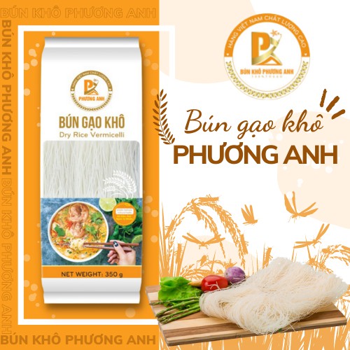 Bún Khô Phương Anh - Bún Phở Gạo Khô Xuất Khẩu Top 50 Thương Hiệu Vàng Chất Lượng Quốc Tế, Sợi Bún Dai Ngon (gói 350gr)