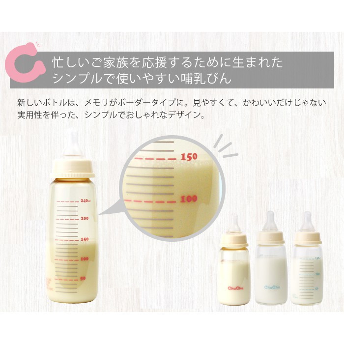 Bình sữa chống sặc thủy tinh cổ thường 240ml, 150ml ChuChu Baby