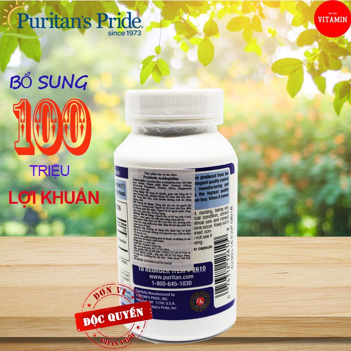 Bổ sung lợi khuẩn Puritan's Pride Probiotic Acidophilus puritans pride100 viên