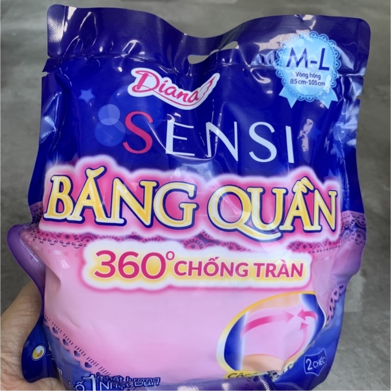 Băng vệ sinh quần Diana Sensi 360 Độ Chống Tràn Size M-L (2 Cái/1 túi) -Bvs diana ban đêm