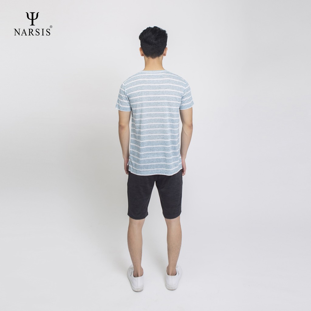 Áo Nam Narsis D6029 màu xanh kẻ trắng