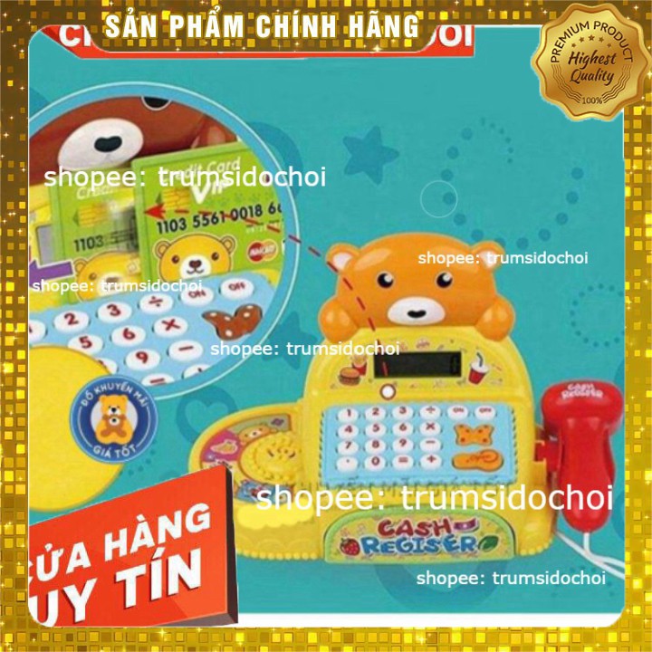 HCM- MÁY TÍNH TIỀN SIÊU THỊ GẤU CÓ ĐÈN, ÂM THANH, MÁY TÍNH THẬT (35561) 🧸