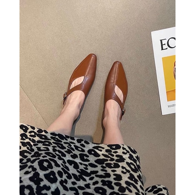 Giày búp bê cut out gót 3p hàng thiết kế kiểu Hàn Quốc mẫu mới 2022