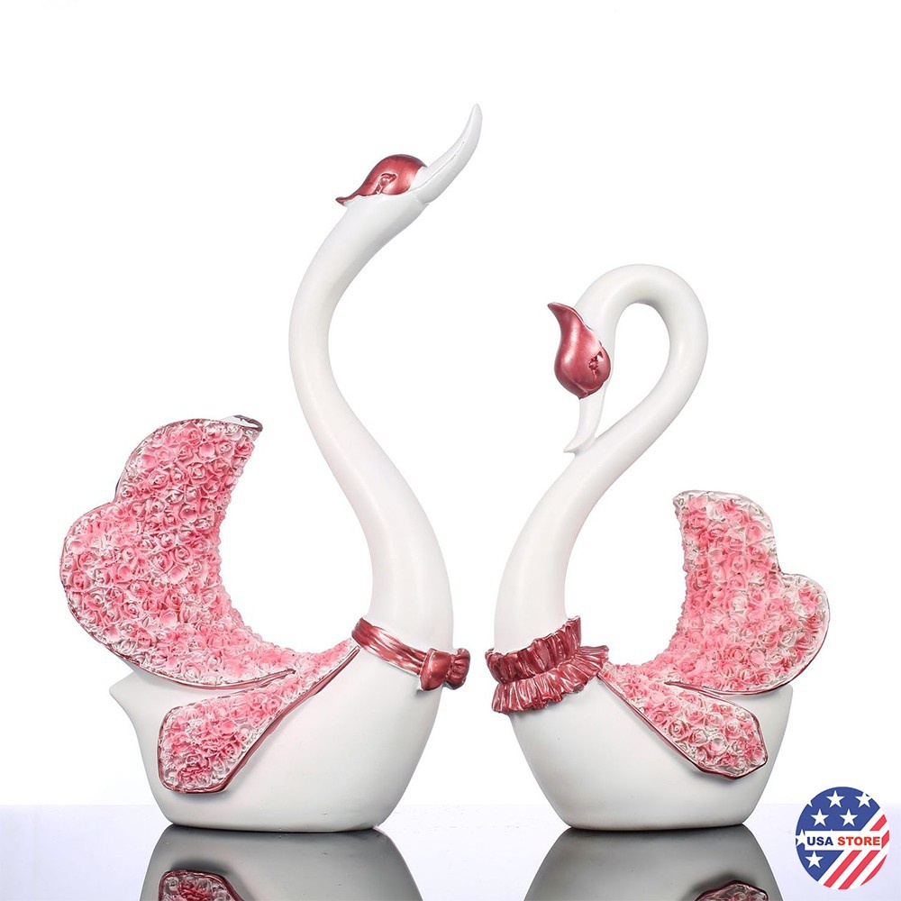 Tượng Đôi Thiên Nga Uyên Ương Decor Trang Trí Để Phòng Khách (Size Lớn 27 - 34cm)