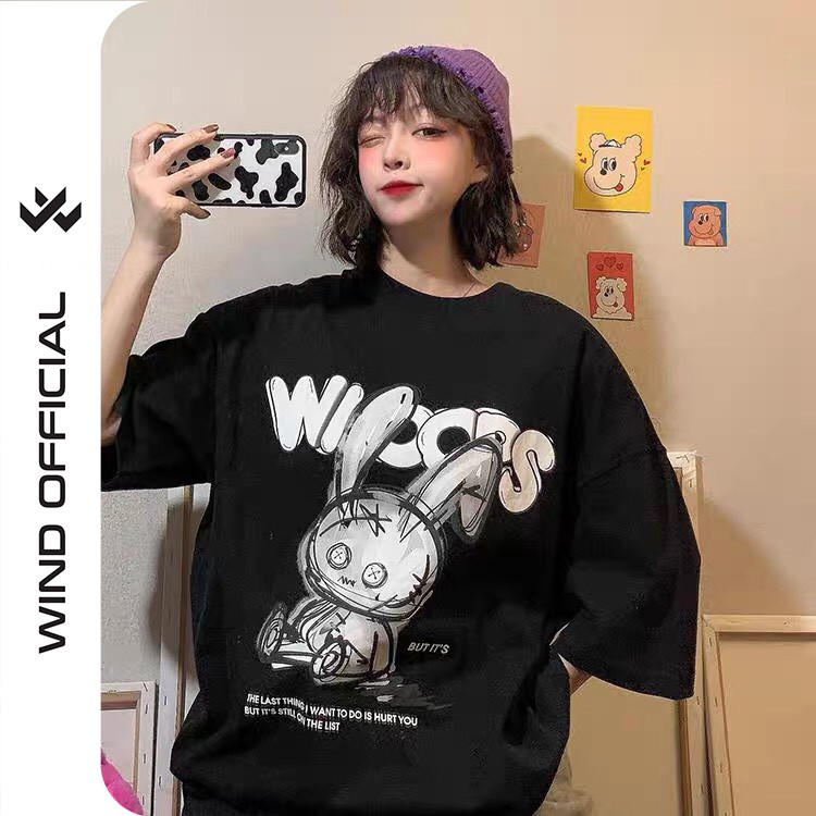 Áo thun tay lỡ WIND phông unisex form rộng Thỏ Tai Dài oversize nam nữ ulzzang