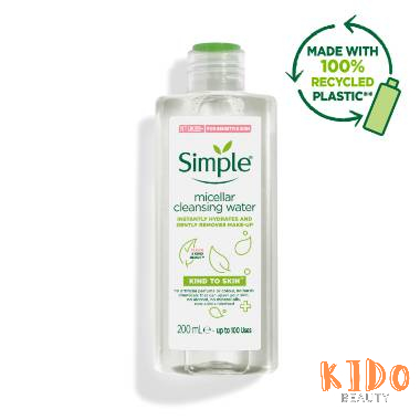 Nước Tẩy Trang Simple Micellar Water 200ml + Sữa Rửa Mặt Simple 150ml + Nước Cân Bằng Da Simple Facial Toner 200ml