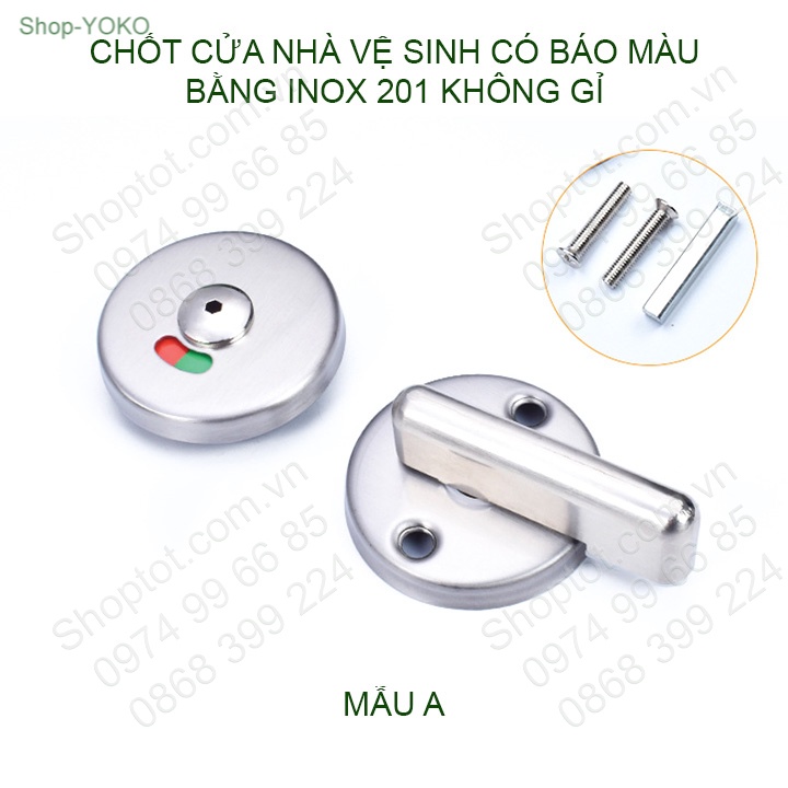 Chốt cửa nhà vệ sinh có chỉ thị màu, làm bằng inox không gỉ