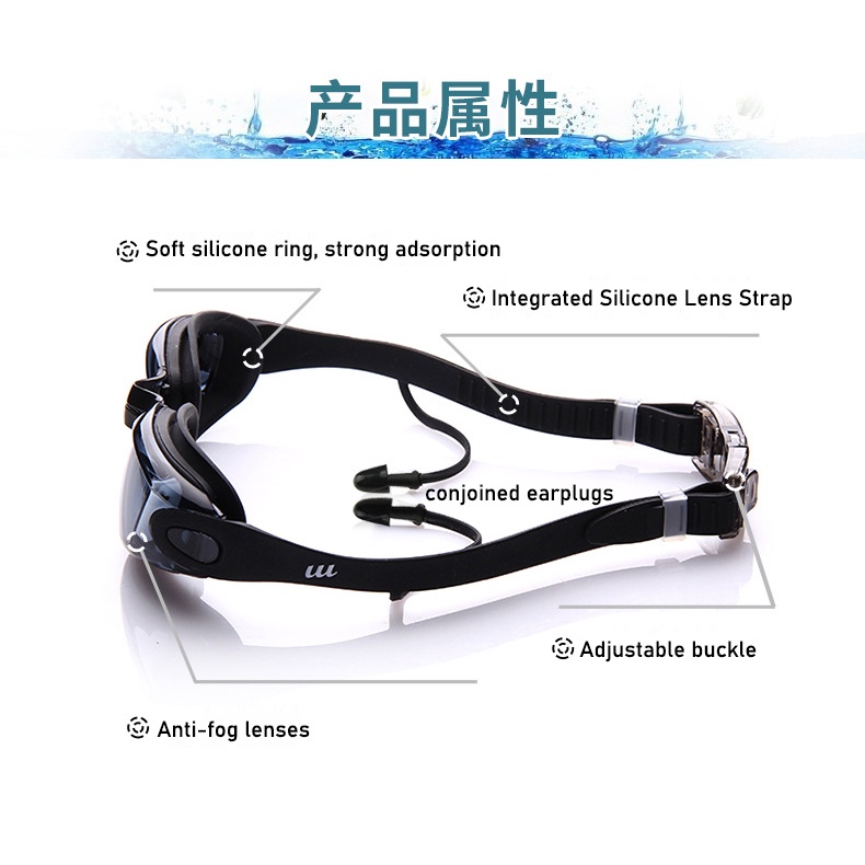 YOUYOU Kính Bơi Khung Lớn Chống Sương Mù/ Thấm Nước Tiện Dụng