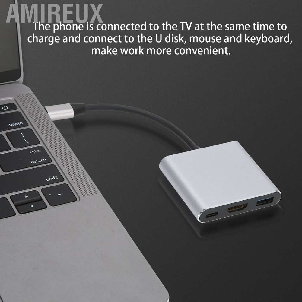 Bộ Chuyển Đổi 3 Trong 1 Usb 3.1 Hub Type-C Sang 3.0 Hdmi Usb-C 4k Hd