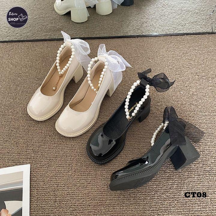 [Freeship] Giày Lolita Búp Bê Nữ Vòng Ngọc Phong Cách Nhật Bản - CT08