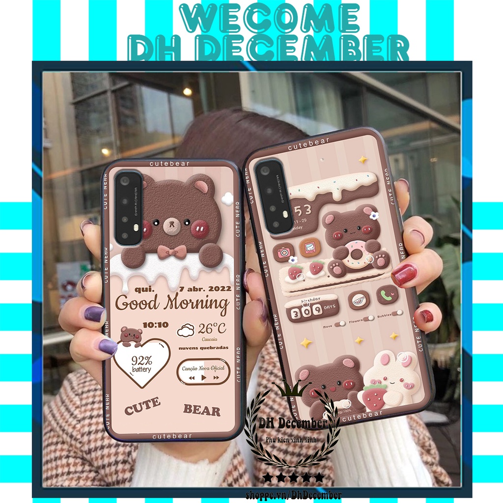 Ốp lưng Realme 7 in hình 3D GẤU HỒNG-GẤU BE3R -XINH XẺO CỰC ĐẸP